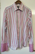 ST GEORGE BY DUFFER Mens Multicolour Stripe Long Sleeve Shirt Size XL Collar 17