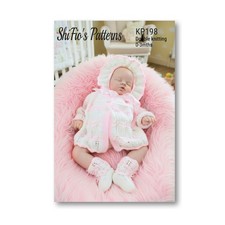 Knitting Pattern for Baby, Matinee Jacket, Bonnet and Booties, DK, KP198