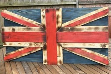 Handmade Rustic Real Wood Union Jack British Flag Wall Art