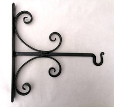Vintage Wrought Iron Wall Bracket Hanging Basket Traditional Scroll Design