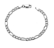 925 Sterling Silver Figaro Baby Bracelet - 6 inch Solid Silver Christening gift