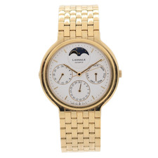 34mm Lassale 7F69-6029 Moonphase Triple Date Men's Quartz Wristwatch Near Mint