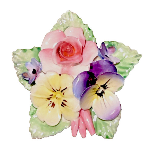 Floral ceramic brooch by - brooch,