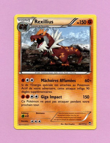 Pokémon card 111 rexillius - pokémon, 62/111