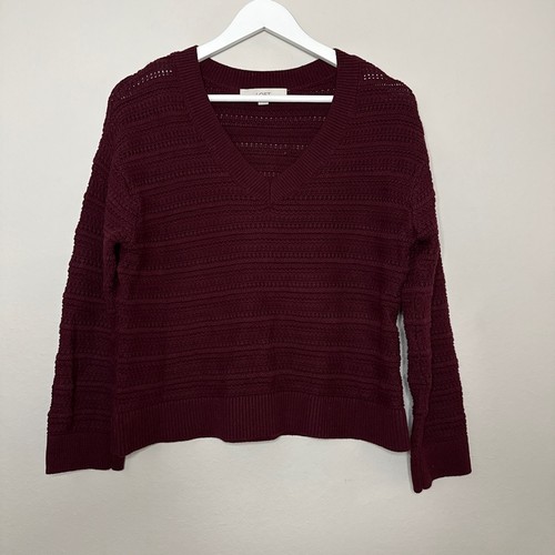 Women loft burgundy neck - women's, v-neck