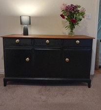 Sideboard, vintage Stag Minstrel 3 door cupboard spray painted in Matt black