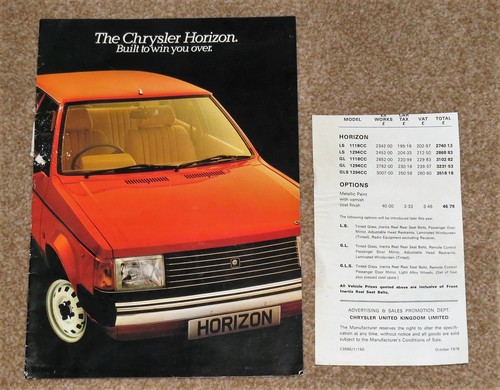 1978 chrysler horizon - chrysler, sales