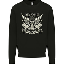 Motorcycles Ride Hard Biker Skull Motorbike Mens Sweatshirt Jumper