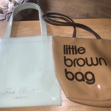 Ted Baker & Bloomingdale’s Little Brown Bag Vinyl Tote Bags Bundle Designer Bag
