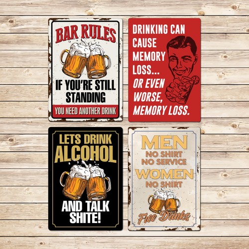 Funny bar sign set - sign, set: