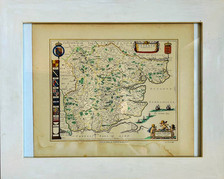 Vintage Reproduction from1920s Framed MAP OF ESSEX BY JOANNES BLAEU 1645 England