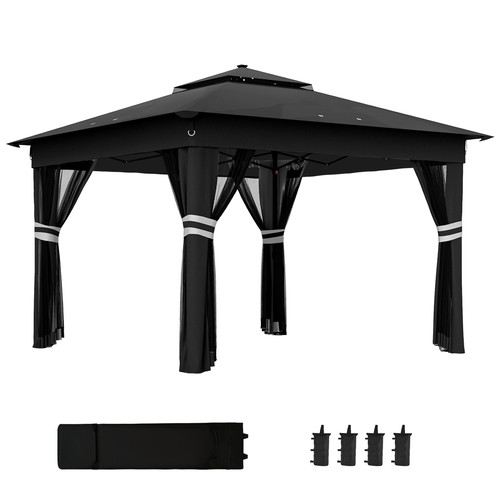 3x3m pop gazebo with solar - up,