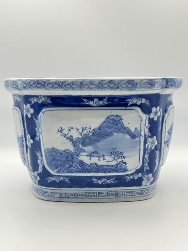 Blue white chinoiserie ceramic - blue,