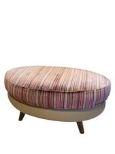 John Lewis Barbican Leather Footstool With Andrew Martin Fabric