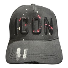 Dsquared2 ICON Black Baseball Cap Splatter Paint Embroidered Adjustable Unisex
