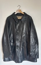 Vintage 1990’s Giorgio Armani “Borgonuovo 21” Black Leather Car Coat Jacket