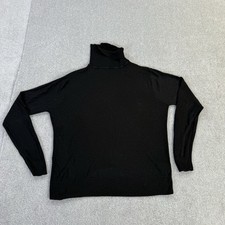 Cotton Traders Ladies Jumper Black 16 Turtle Roll High Neck Long Sleeve Knit VGC