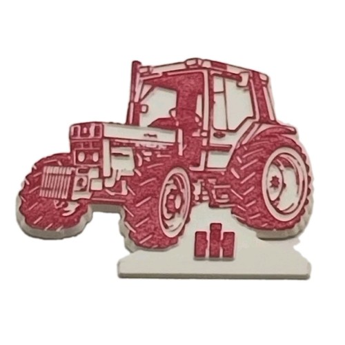 Tractor red pin badge - red, plastic