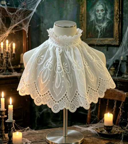 White lace ruffle - white,