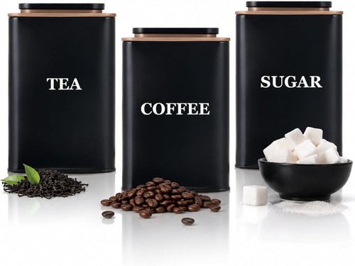 Tea coffee sugar canisters - tea,