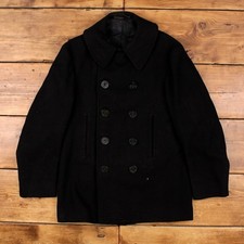 Vintage Naval Clothing Military Coat S 40s WWII Navy Peacoat Blue