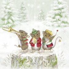 4 Cocktail paper napkins Winter Mouse Band Animals Singing for decoupage