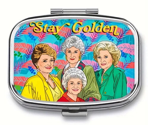 Pill box golden - golden, metal