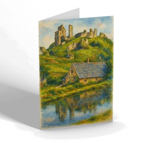 Greeting card corfe castle - card,