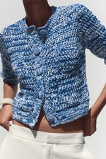 Zara Blue White French Sleeves