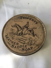 Propert's Leather and Saddle Soap vintage 1930/40s Tin with soap inside
