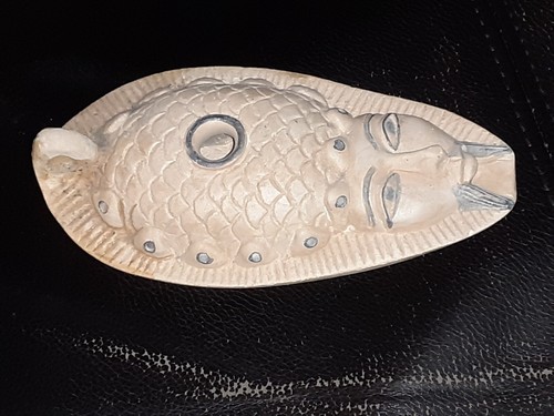 Egyptian oil lamp carved stone - carved,