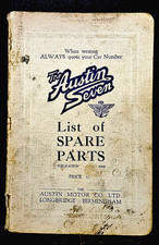 Austin Seven List Of Spare