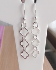 sterling silver clover dangle shepherd hook earrings