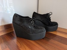 Underground platform wedge creepers black suede size uk 5 eu 38