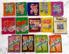Vintage Crisp Packets 14 Bags 1980's 1990's Krunchi Puffs Piglets Nik-Naks KP