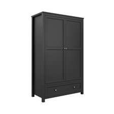 IVES Black 2 Door Wardrobe Gold Handle Bedroom Storage(2 Packs)