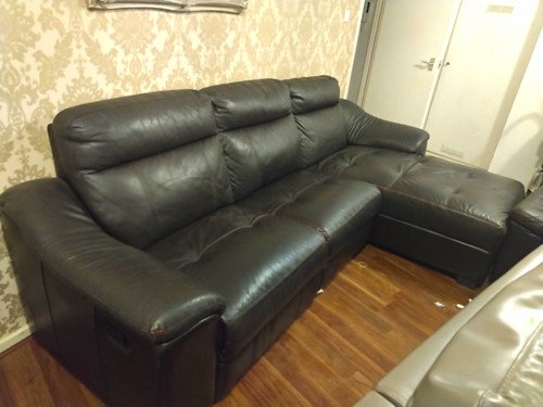 Black leather corner - corner, sofa