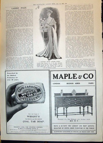 Old 1908 ladies fashion - ladies, gown