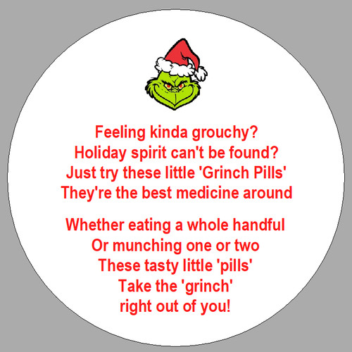 Circular grinch pills stickers - pills,