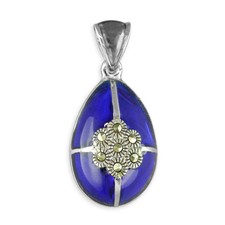 Marcasite Egg Pendant Solid
