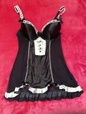 Black & White Satin & Mesh Babydoll 36D