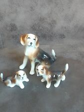 Vintage Ceramic Porcelain Beagle w/ Puppies Pups Dog Figurine 