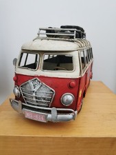 Vintage-style metal ornament of a classic campervan, Volkswagen Type 2 (VW Bus)
