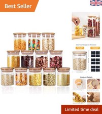 Bamboo-Lidded Glass Jars Set -