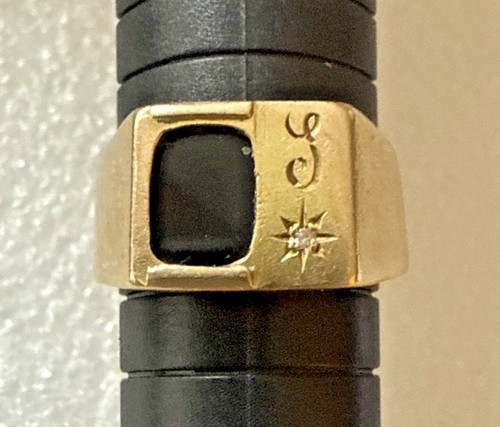 9ct gold onyx diamond - gold,,