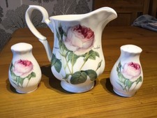 Roy Kirkham Redoute Roses Bone China 1 Pint Custard Jug plus Salt & Pepper Pots