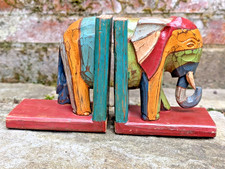 Wooden Hand Crafted Carved Lightweight Elephant Bedroom Lounge Study Bookends