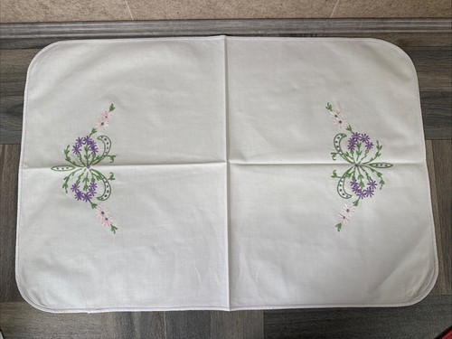 Vintage hand embroidered tray - embroidered,