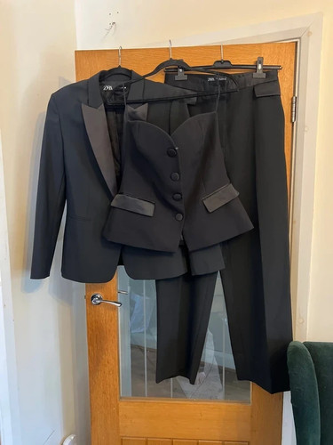 Zara black tailored set blazer - black,