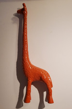 Metal Giraffe - Orange Enamel - Status Figure -  15.5" - Home Decor Display Art